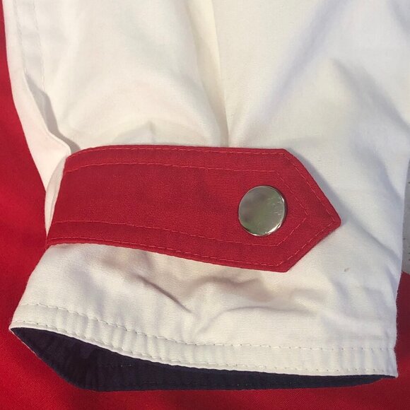 London Fog Jacket Red/White/Blue Women’s Size Med Full Zip W ClaspMetal Closures - Picture 6 of 10